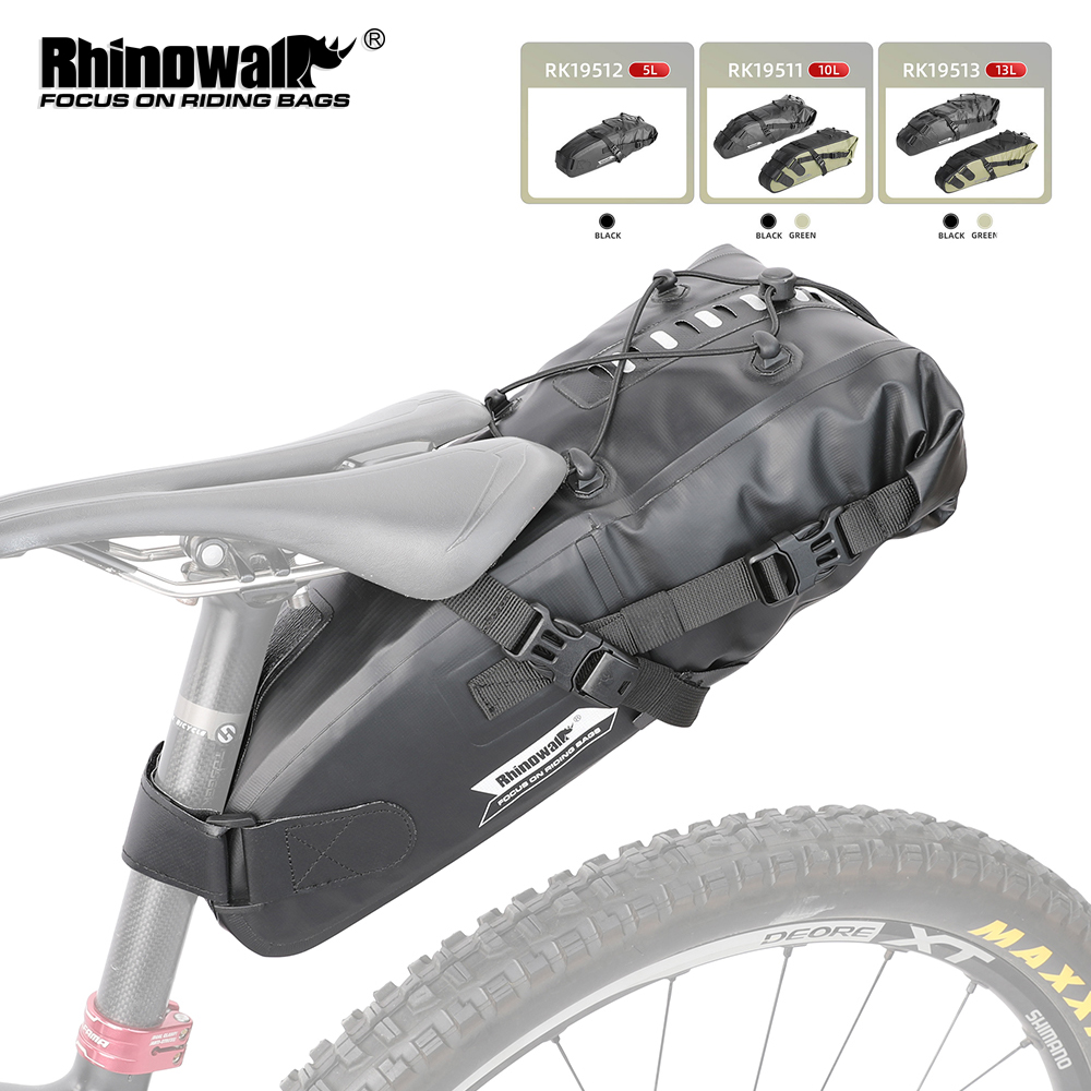 Cycling Commuter Bag - Rhinowalk 自転車サドルバッグ 5L-13L 防水大容量折りたたみテールバックリアバッグ MTB ロード荷物自転車アクセサリー
