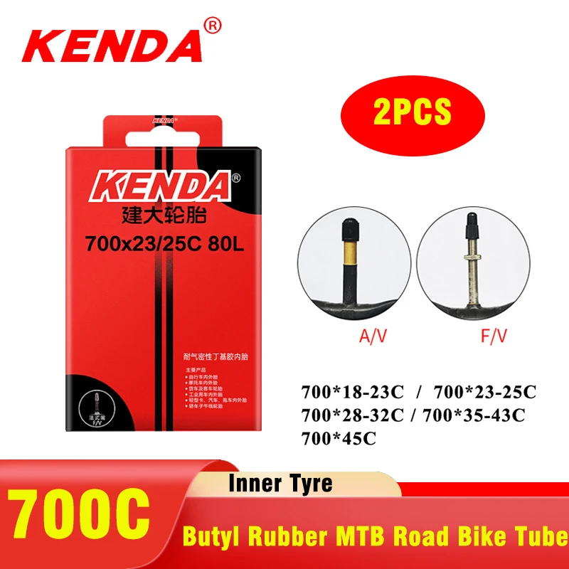 Inner Tube 700C - 2個入り KENDA 自転車インナーチューブ 700C 23C 25C