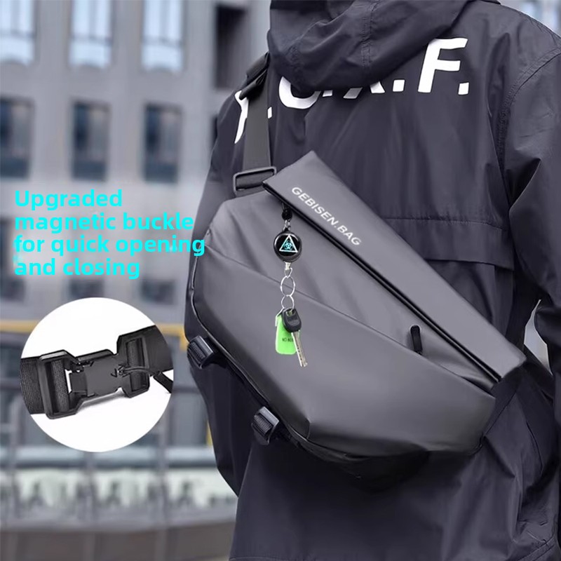 Commuter Cycling - 磁気バックル付きメンズクロスボディバッグ、通勤、サイクリング、旅行用の大容量機能性スリングチェストバッグ