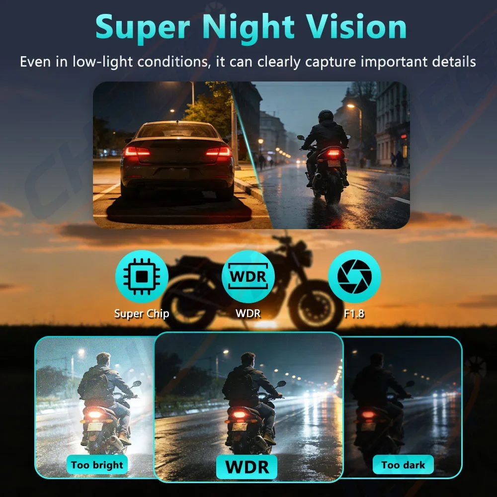 オートバイ DVR 2K HD WiFi 防水 IP66 ミ - Cycling Loop のレビューと価格