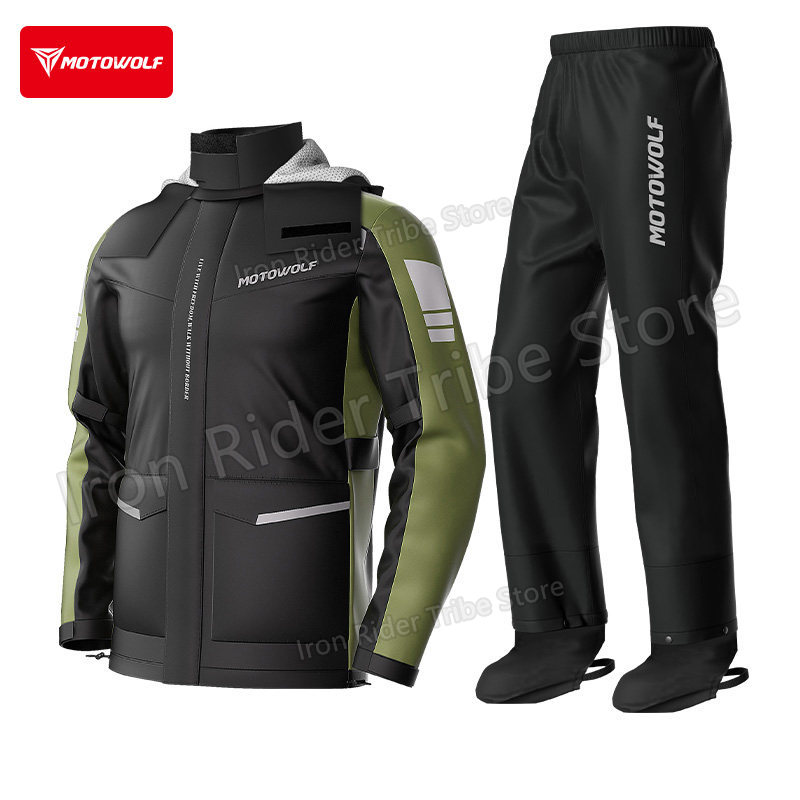 モトウルフ防水反射材付きバイク用レインジャケット軽量バイカー - Cycling Commuter Rain Jacket のレビューと価格