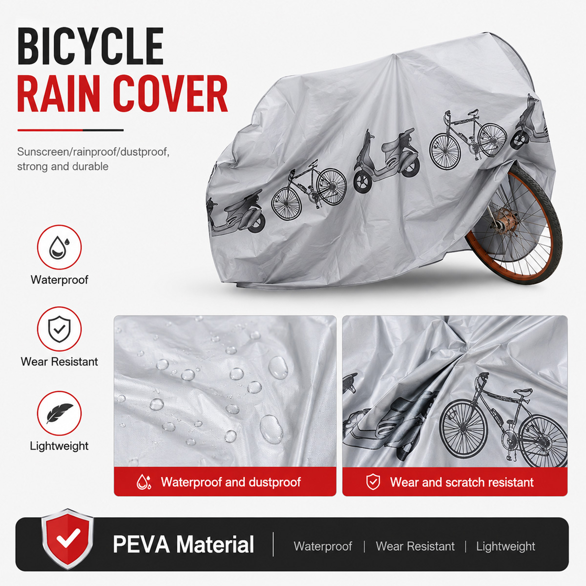 PINMOAP ユニバーサル自転車レインカバー防水屋外バイク - Cycling Commuter Bag のレビューと価格