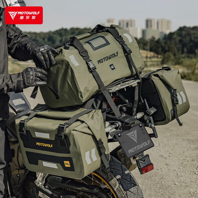 モトウルフ防水大容量ユニバーサルオートバイテールリアシートバ - Panniers Waterproof Rear のレビューと価格