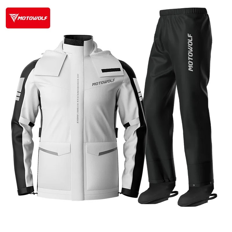 モトウルフ 反射材付き バイク用レインジャケット 防水 サイ - Cycling Commuter Rain Jacket のレビューと価格