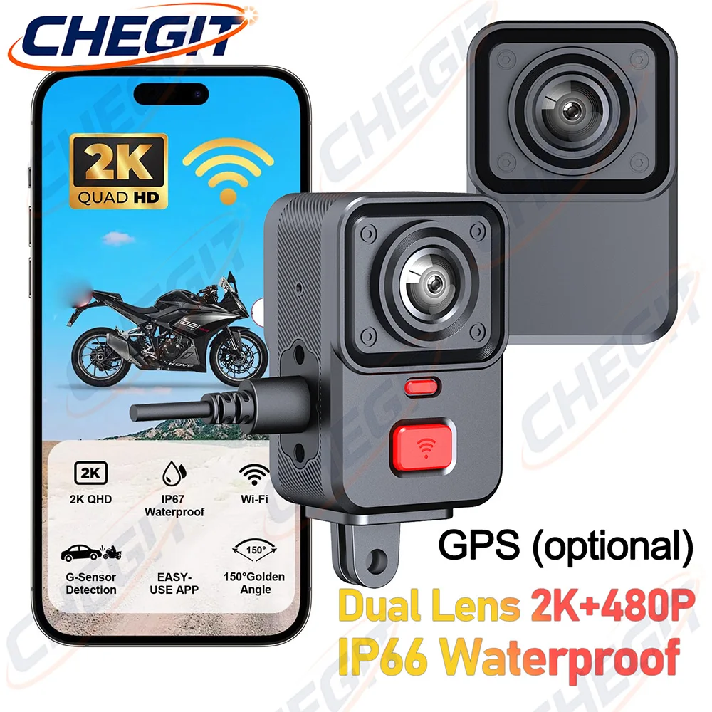 2カメラ搭載バイク用DVR 2K HD WiFi＆GPS防水 - Cycling Loop のレビューと価格