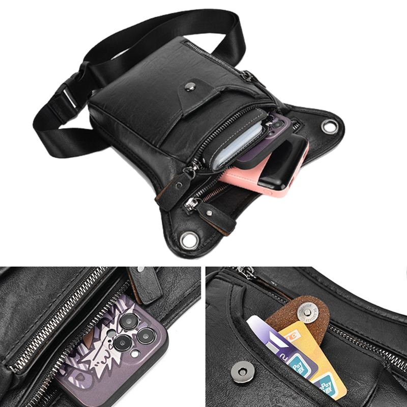 ヴィンテージPUレザーウエストパックドロップレッグバッグ男女 - Cycling Commuter Bag のレビューと価格